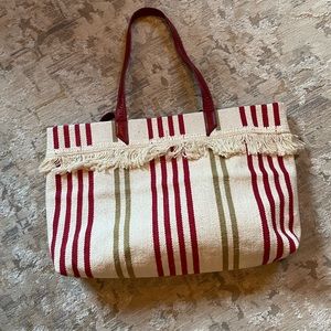 Satchel Brand Woven Red and White Tote